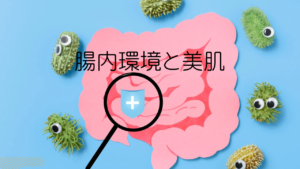 腸のイラストと腸内環境の健康イメージの図
